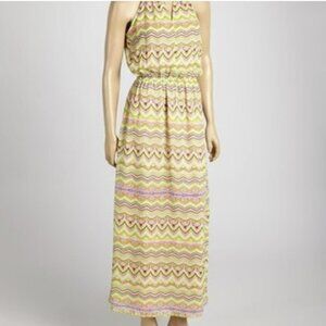 💎349 Tacera Halter Yellow and Pink Maxi dress